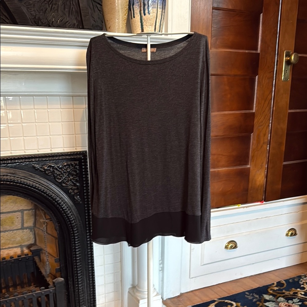 Kills P Chic Dark Gray and Black Long Sleeve Top